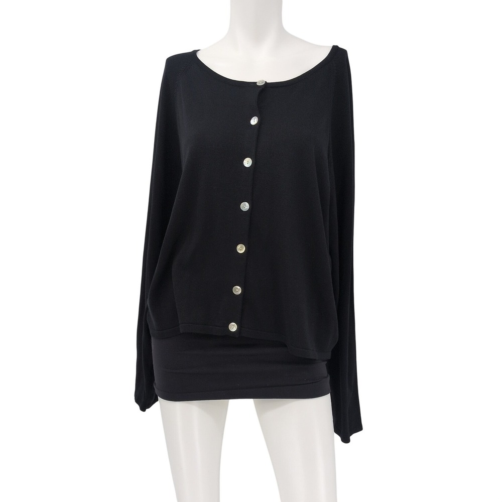 Vintage Maggy London Silk Blend Cardigan Button Front Minimalist Quiet Luxury 20